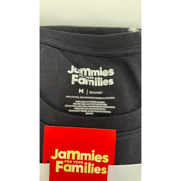 Jammies For Your Families Santa And His Reindeer Pajama Set Womens Medium Black - Picture 2 of 8